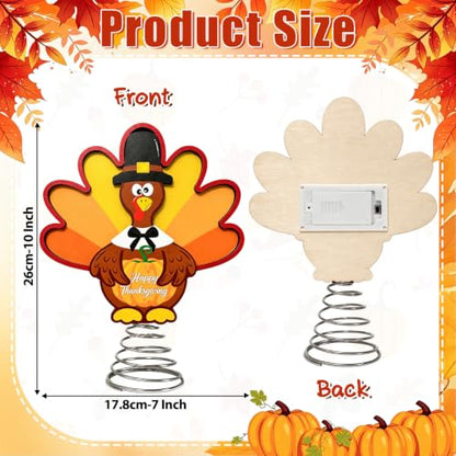 10 Inch LED Thanksgiving Turkey Tree Topper with Pumpkin Design