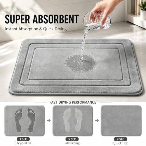 3 Piece Memory Foam Bathroom Rug Set - Ultra Soft Non Slip Quick Dry Bath Mats