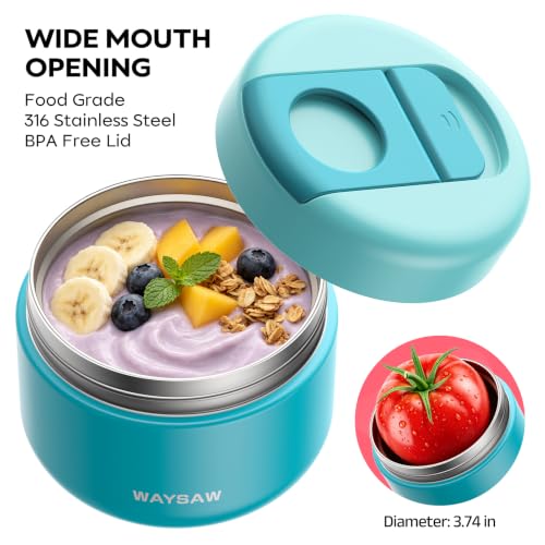 Kids 14 oz Insulated Thermo Food Jar Blue Leakproof Vacuum Container
