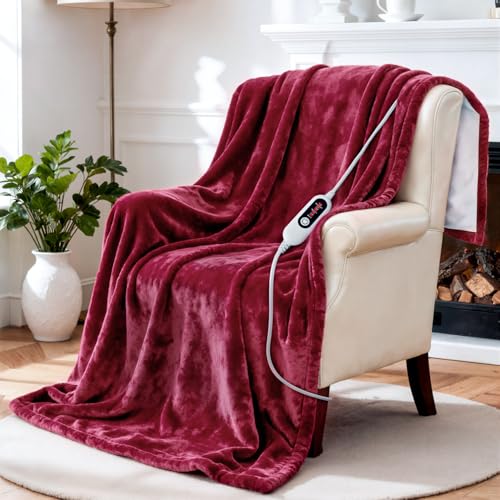 Electric Heated Blanket Throw 50x60 Inches with 5 Heat Levels & Auto Shut Off
