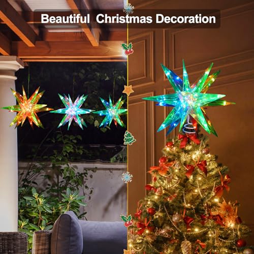 Christmas Star Tree Topper with App Control RGB Lights 13.8" Indoor Outdoor Decor