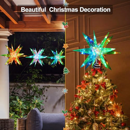 Christmas Star Tree Topper with App Control RGB Lights 13.8" Indoor Outdoor Decor