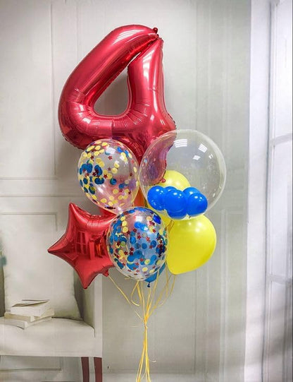 Red Number 4 Balloon - 40 Inch Giant Foil Balloon for 4th Birthday Party Decorations