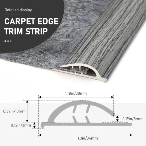 Self-Adhesive Carpet Edge Trim - Rug Border Protector 20Ft Ash Wood Grain