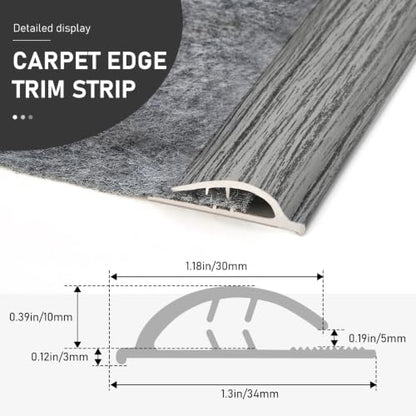 Self-Adhesive Carpet Edge Trim - Rug Border Protector 20Ft Ash Wood Grain