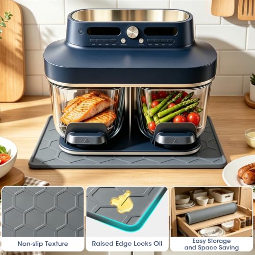Heat Resistant Silicone Mat for Ninja Crispi DualZone Air Fryer, Countertop Protector, Dishwasher Safe, Grey