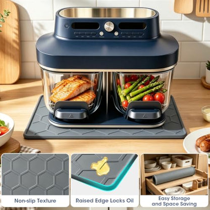 Heat Resistant Silicone Mat for Ninja Crispi DualZone Air Fryer, Countertop Protector, Dishwasher Safe, Grey