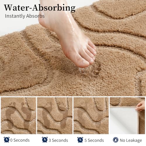 YIHOUSE 24x36 Inch Soft Non-Slip Absorbent Bathroom Rug - Beige