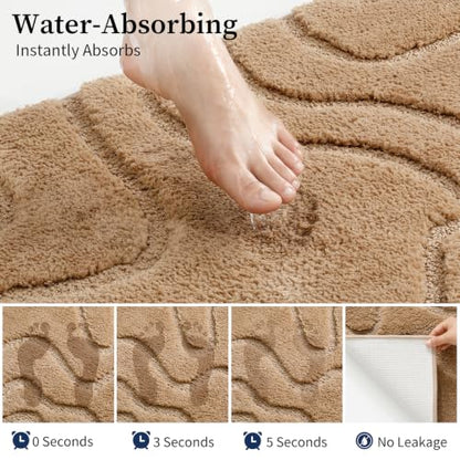 YIHOUSE 24x36 Inch Soft Non-Slip Absorbent Bathroom Rug - Beige