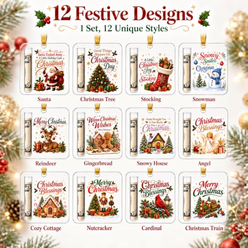 12 Pcs Christmas Cash Gift Ornament Acrylic Holiday Money Holder - Variation of THIS listing