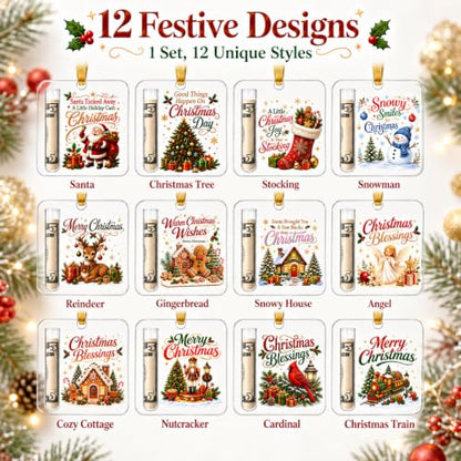 12 Pcs Christmas Cash Gift Ornament Acrylic Holiday Money Holder - Variation of THIS listing
