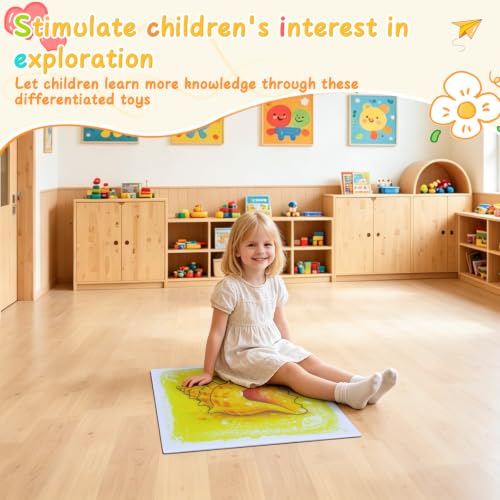 Kids Sensory Floor Tiles Set - Liquid Motion Ocean & Animal Designs 16x16"