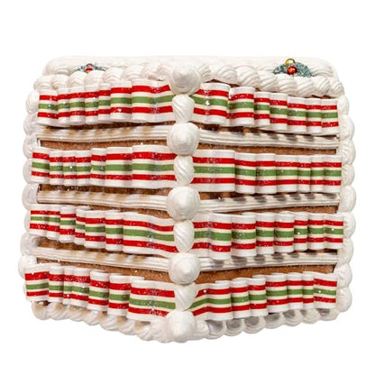 Battery Operated Gingerbread House Decor with Santa and Ribbon Candy Roof - Christmas Table Centerpiece