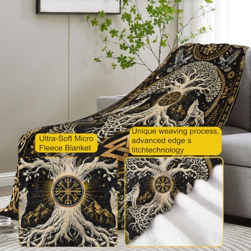 Viking Tree of Life Blanket - Soft Flannel Throw for Home & Travel