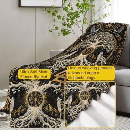 Viking Tree of Life Blanket - Soft Flannel Throw for Home & Travel