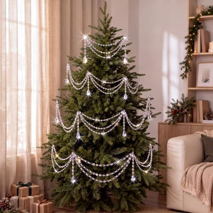 6-Pack Christmas Crystal Garland Pendant - 3-Layer Acrylic Tree Decor