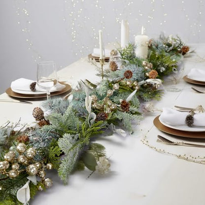 6ft Snowy Norway Spruce & Pine Garland with Berries - Christmas Holiday Decor