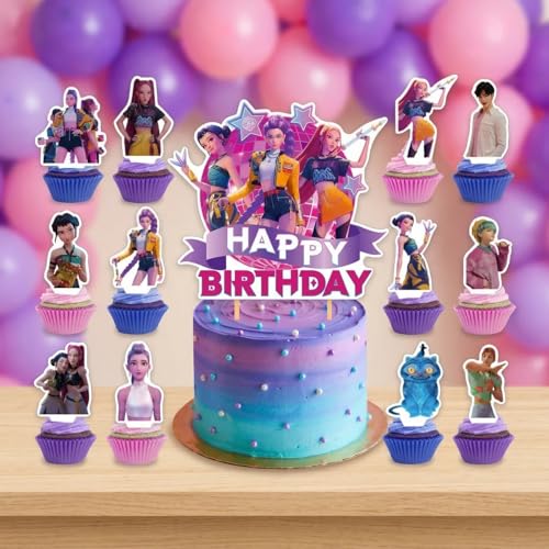 Cute Birthday Cake Toppers and Cupcake Decorations - 25 Pcs Cartoon Party Supplies
