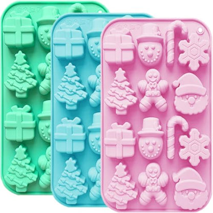 Christmas Silicone Chocolate & Candy Molds - 7 Shapes Food-Grade, Reusable