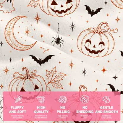 Halloween Fuzzy Blanket - Pumpkin Spooky Throw for Adults & Kids, 40x60 Inches (Halloween7)