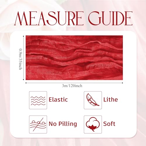 Red Cheesecloth Table Runner Set - 6 Pack, 10ft Boho Gauze for Wedding & Party Decor