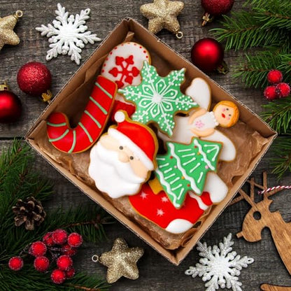 Christmas Cookie Cutter Set - 12 Stainless Steel Shapes for Baking & Decorating