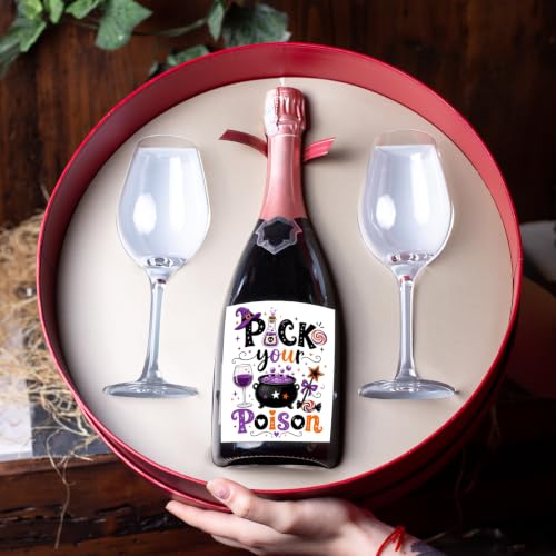 Pick Your Poison Halloween Wine Labels Witch Potion Bottle Stickers 10 Pcs