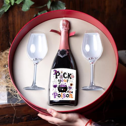 Pick Your Poison Halloween Wine Labels Witch Potion Bottle Stickers 10 Pcs