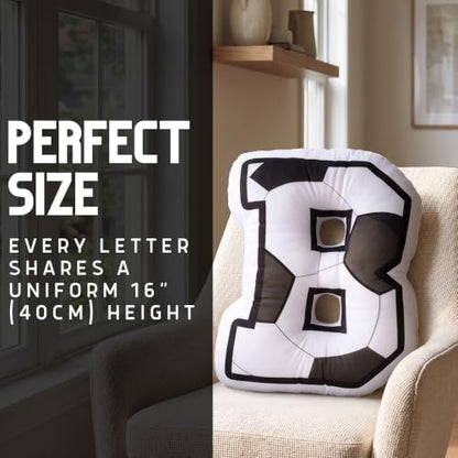 Personalized Soccer Pillow with Initial J - Decorative Fan Gift for Men & Coaches