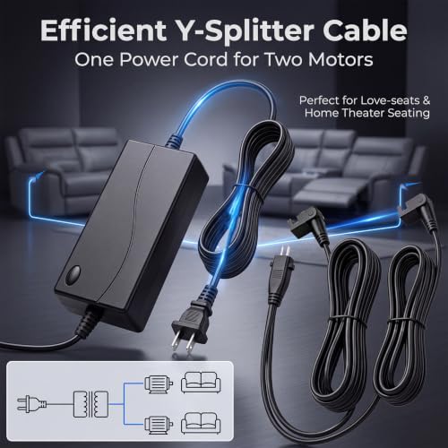 29V 2A Dual Motor Recliner Power Supply with Y Splitter and Extension Cable