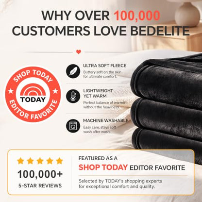 BEDELITE Twin Size Fleece Blanket - Soft Plush White 60x80 Inches - Cozy Home & Bed Throw