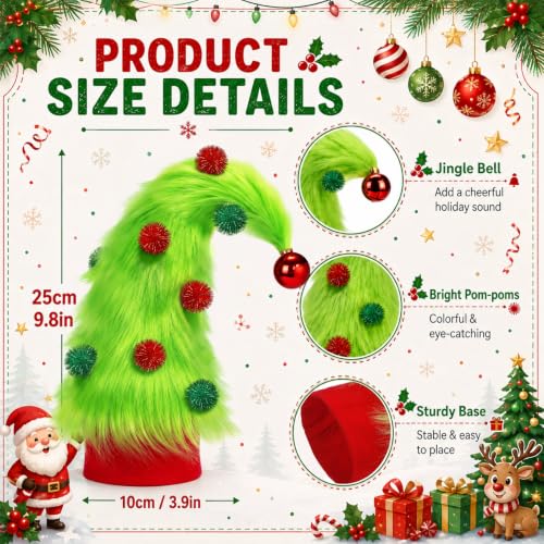 Furry Green Elf Christmas Tree Topper - 9.84 Inch Holiday Decor, Variation: Faux Fur / Green Elf