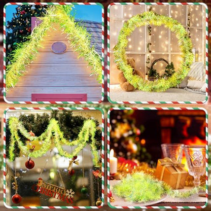 Moxweyeni Lime Green Metallic Tinsel Garland 25 ft Christmas Decor - Variation 1