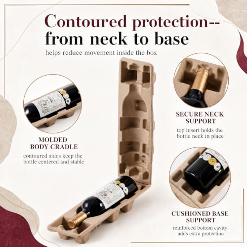 6-Pack Wine Bottle Shipping Boxes with Protective Tray - 16 x 5 Inches