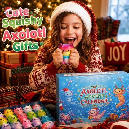 Blue Axolotl Squishy Advent Calendar 2026 - 24 Soft Slow-Rising Toys Christmas Countdown