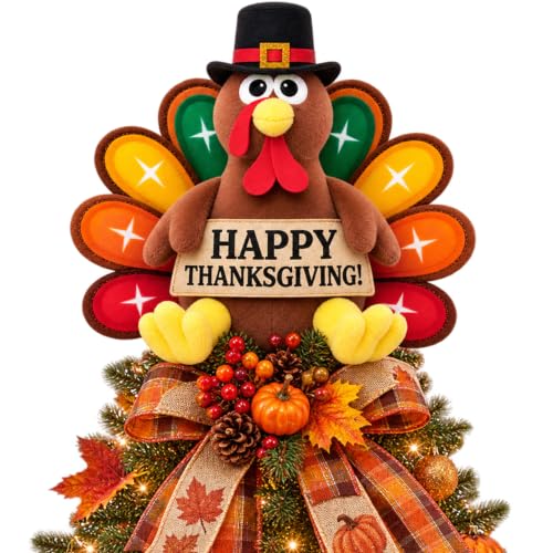 Thanksgiving Turkey Tree Topper Gnome Decor - Fall Harvest Ornament