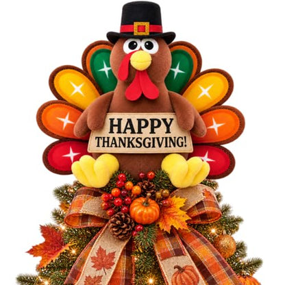 Thanksgiving Turkey Tree Topper Gnome Decor - Fall Harvest Ornament