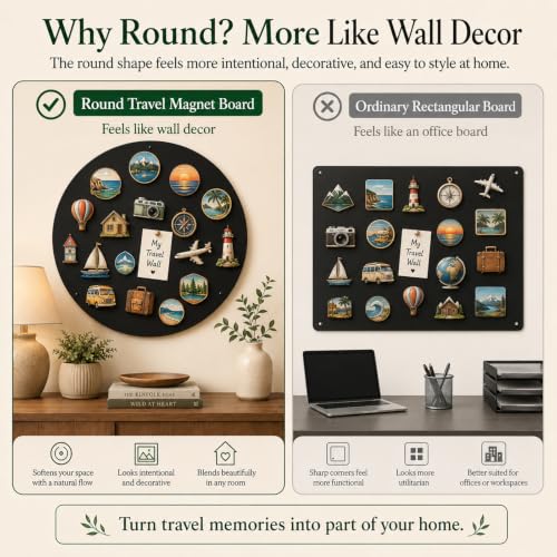 Matte Black 20-Inch Round Travel Magnet Board for Souvenir Displays