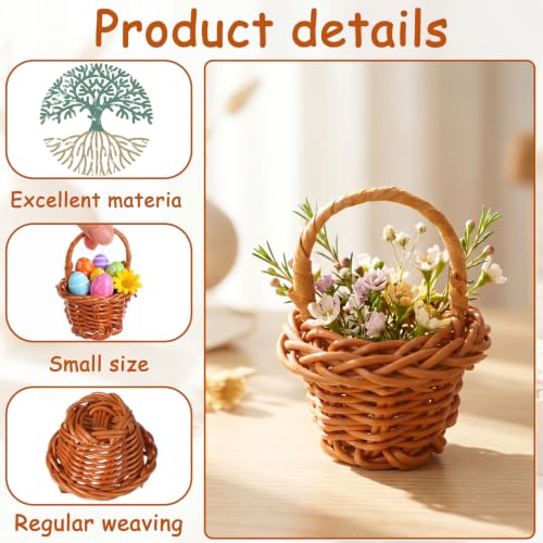 24 Mini Woven Baskets for Crafts Favors and Decor - Natural Rattan