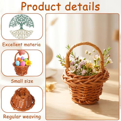 24 Mini Woven Baskets for Crafts Favors and Decor - Natural Rattan