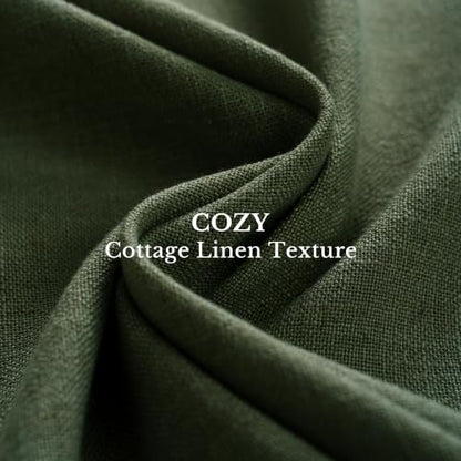 StangH Olive Green Linen Privacy Curtains 90 Inches - Pack of 2, Textured