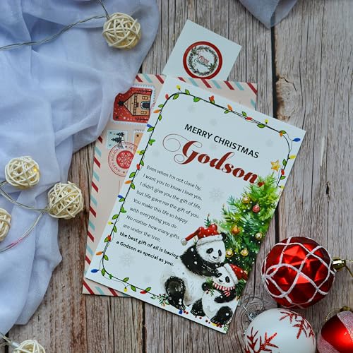 Godson Christmas Card with Envelope and Seal - Holiday Greeting Card for Godson
