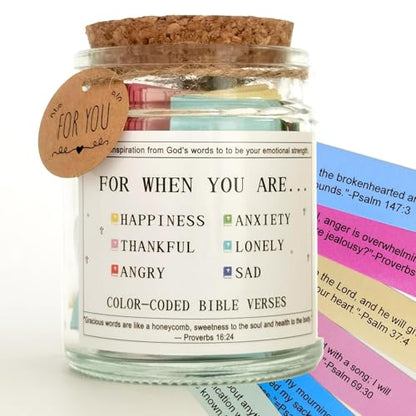 Bible Verses in the Hope Jar Read Me When, Colored Bible Verses, Scripture Prayer Jar Bible Gifts for Women Church Faith Based
