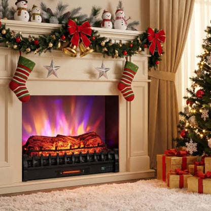 30-Inch Infrared Quartz Electric Fireplace with Remote Control - Pine Wood Version
