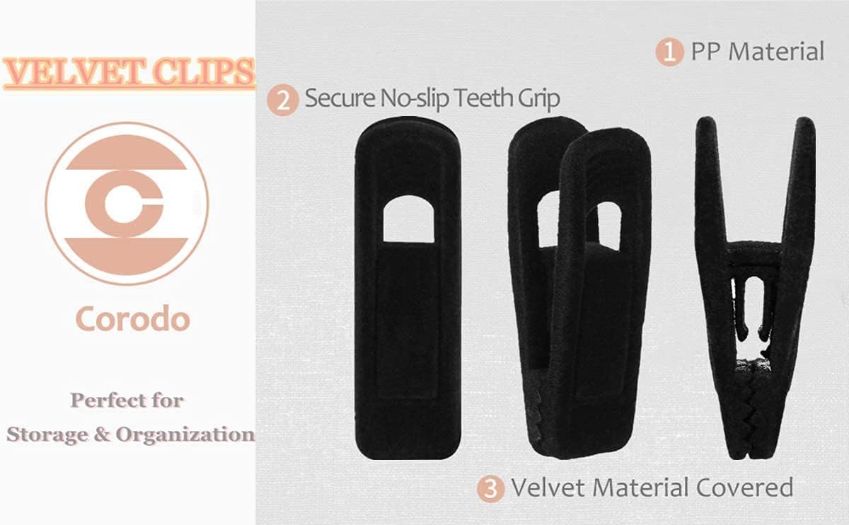 Skiennix Velvet Hanger Clips - 20 Pack Strong Clips for Skirts & Pants | Black Color