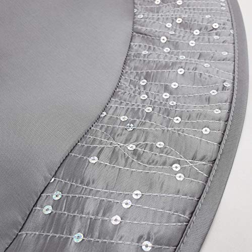 50 Inch Silver Faux Silk Satin Christmas Tree Skirt with Glitter Sequin Border