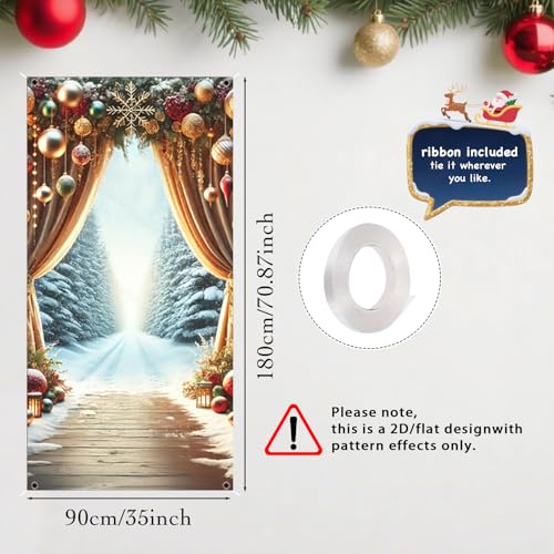 Nuxovilar Snowy Arch Christmas Door Cover Banner 35x71 Inches - Holiday Decor - Variation BB00068