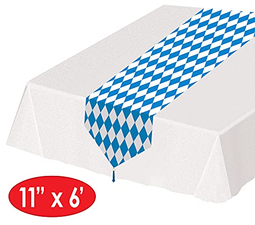 Printed Oktoberfest Table Runner Party Accessory 11x6 Feet Blue & White