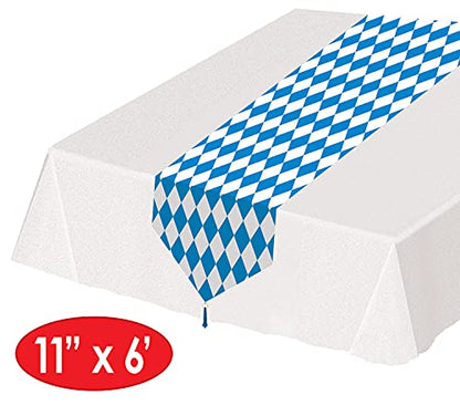 Printed Oktoberfest Table Runner Party Accessory 11x6 Feet Blue & White