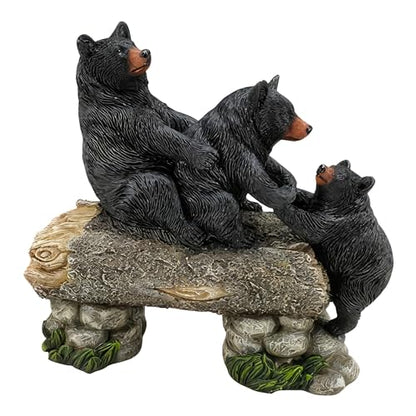 Bear Family Crossing Bridge Figurine - Home Decor, Office Desk Statue, Gift